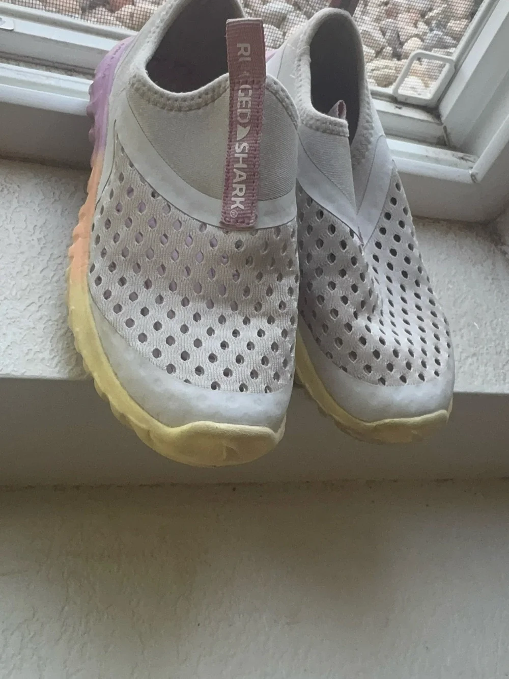 Rugged Shark Kids  Slip-On Mesh Shoed in Light Gray and Pink